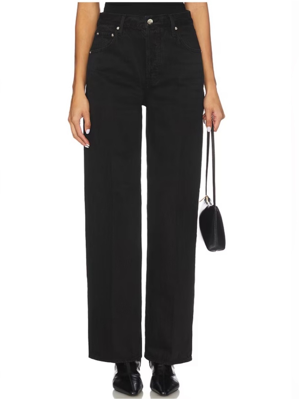 Pistola (Revolve) Tate High Rise Bowed Wide Leg Jeans in Midnight Hour
